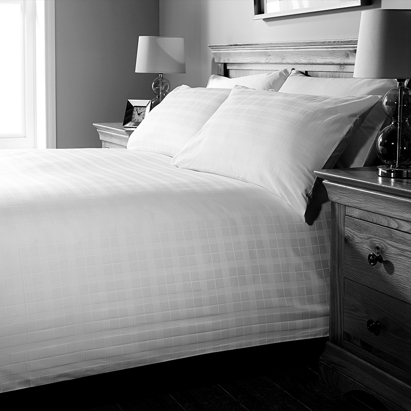 Jacquard Geometric Check 330T Hotel Textile Bedding Collectionセット